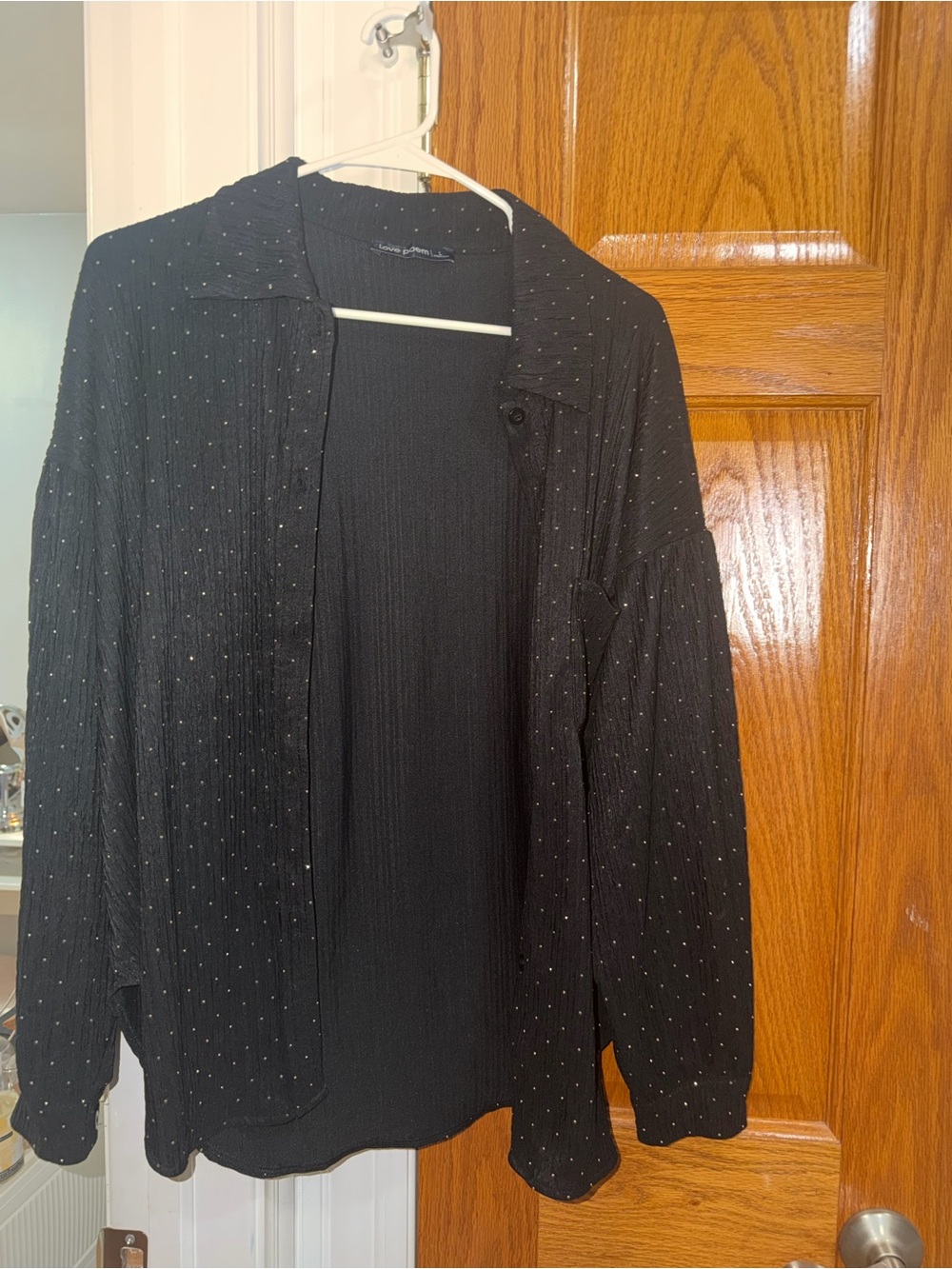 Black Sparkle Open-Front Jacket